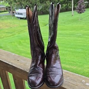 Lucchese 2000 Milano Goat Antique Brown Leather Cowboy Boots T3083R4 9.5 D